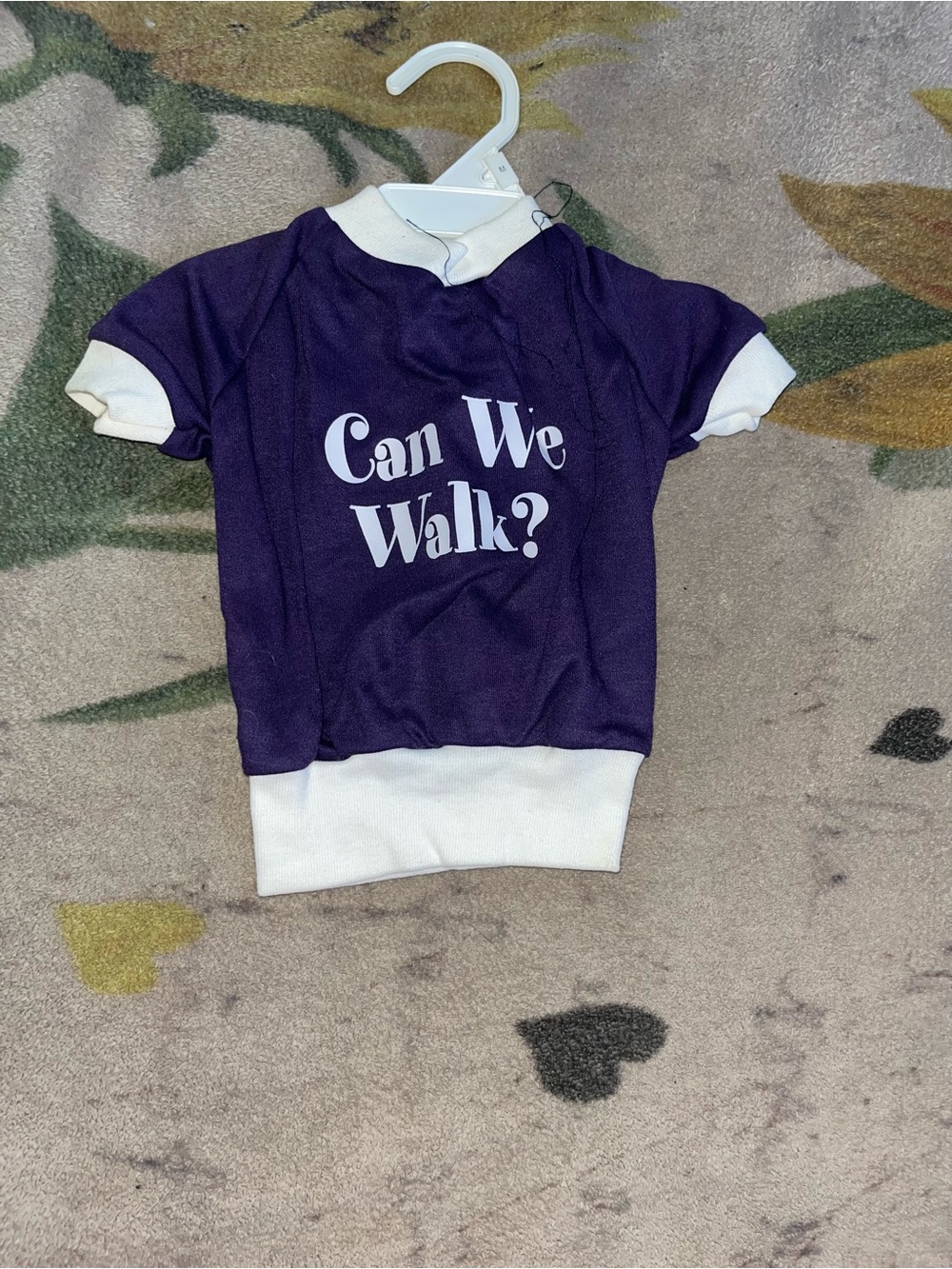 Dog Purple 'Can We Walk?' Tee with White Trim - Unbranded